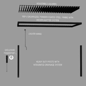 16x10 Evanston Wall Mounted Louvered Pergola - Image 12